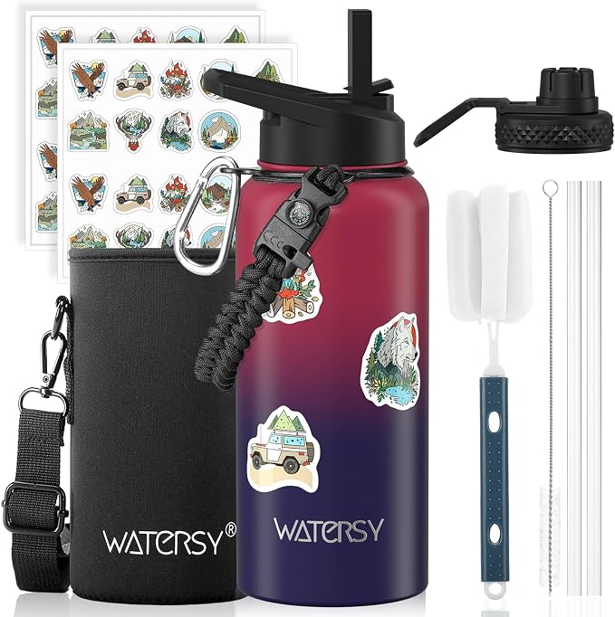 32oz Insulated Water Bottle, BPA Free&Leak Proof, Stainless Steel Water Flask by Watersy