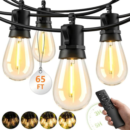 Outdoor String Lights LED Patio-Light - 65Ft Outside Waterproof Dimmable Porch by Unknown