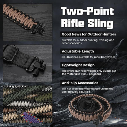 Double Braide 550LB Shotgun Sling 2 Point Paracord Rifle Sling, Non-Slip - Image 6