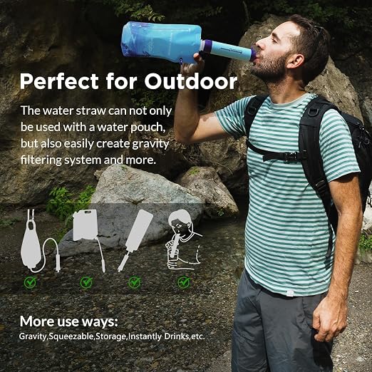 Membrane Solutions Squeezable Water Filtration System, Survival Water Purifier - Image 4