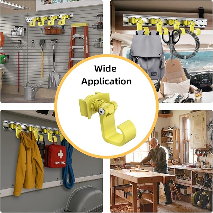 4 Pack L Track Hooks with Single Stud Fitting, Spring-Loaded Adjustable Gear - Image 5
