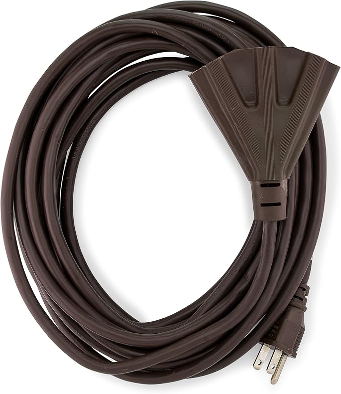 Holiday Lighting Outlet 25-Foot Brown Extension Cord, 3-Prong Indoor & Outdoor by HLOLighting