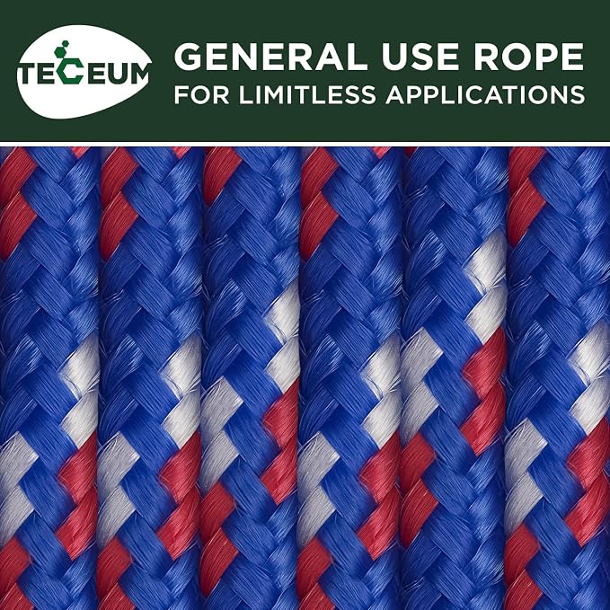 TECEUM Rope – 150 Feet x 1/4 Inch – Patriot Mix – Strong All-Purpose Utility - Image 9