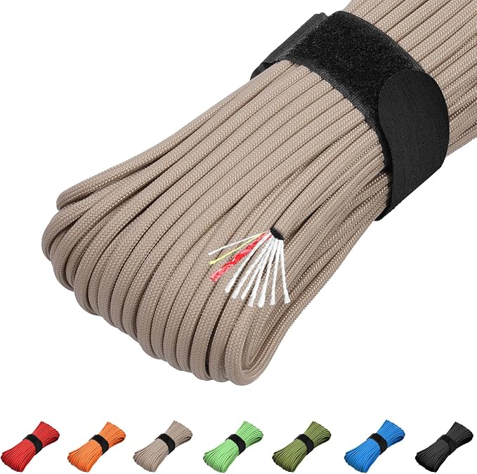 Survival Paracord 550 Fire Paracord Survivor Cord Nlyon Rope 10 Strands US by KOKKOYA