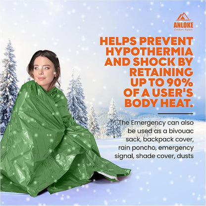ANLOKE Emergency Blankets Mylar Thermal Blanket of Space Blanket 82" x62''. - Image 2