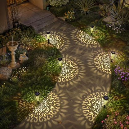 gardencave 6 Pack Solar Lights Outdoor Garden Decorative Mandala Solar Pathway - Image 2