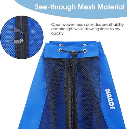 WANDF Swim Bag Mesh Drawstring Backpack Beach Backpack - Image 5
