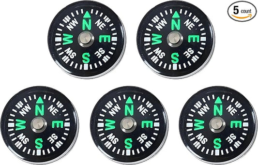 5 Pack Mini Pocket Compass 25mm – Survival Button Compass by Unknown