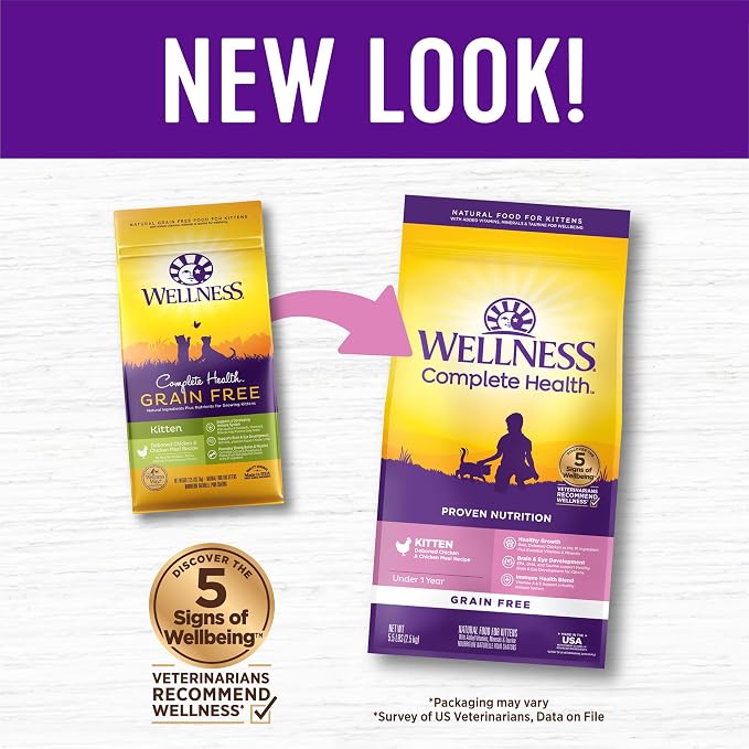 Wellness Complete Health Kitten Dry Cat Food, Grain Free Kibble, Chicken Recipe - Image 3