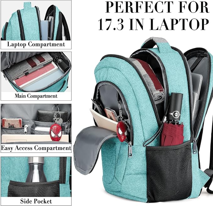 BIKROD Teal Backpack for Women and Men, Extra Large School Backpacks for Teens - Image 2