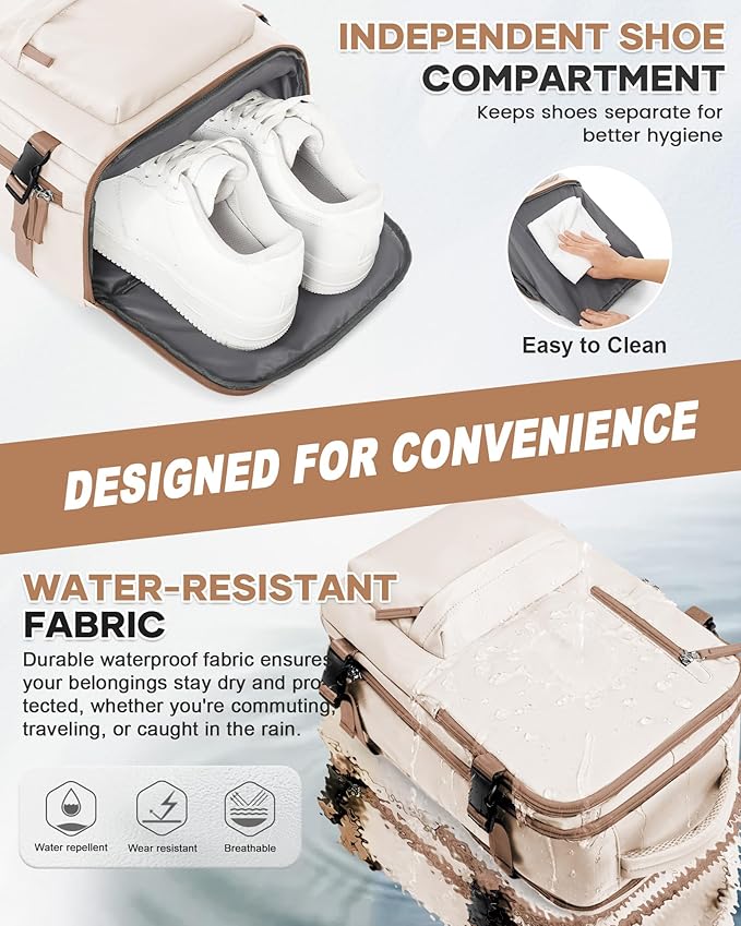 WONHOX Large Travel Backpack Carry on Flight Approved Laptop Work Business - Image 3