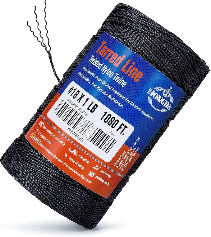 HONGDA Tarred Twine, 1080 Feet Nylon Twine #18 Bank Line-Black Nylon String - Image 6