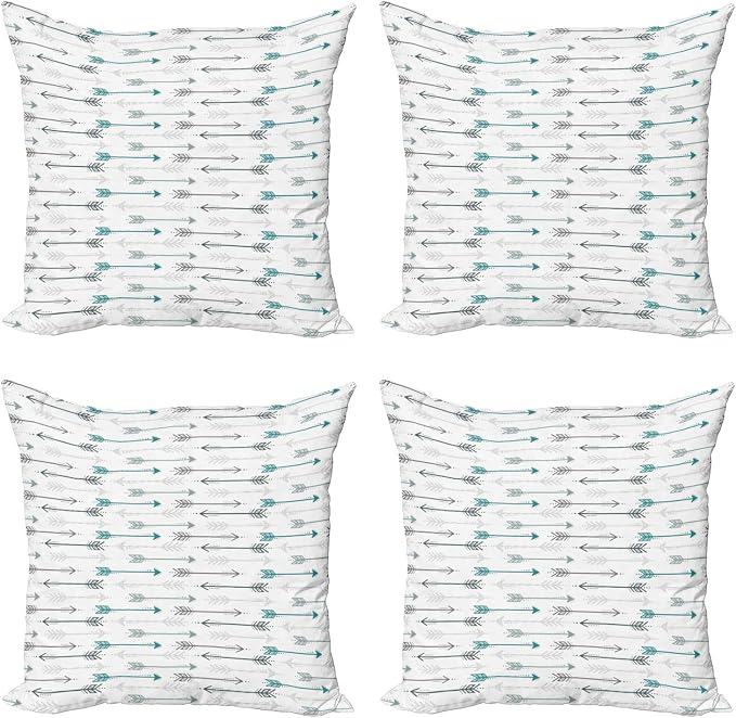 Ambesonne Teal Throw Pillow Cushion Case Pack of 4, Retro Arrow Pattern in by Ambesonne