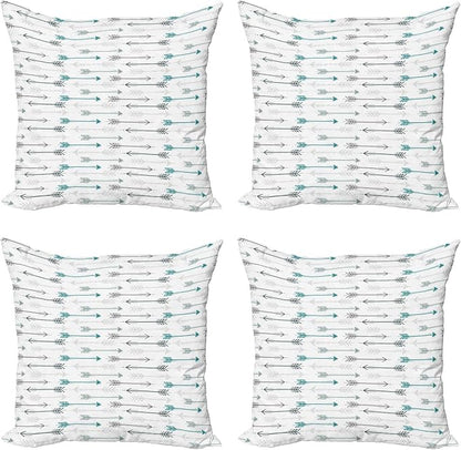 Ambesonne Teal Throw Pillow Cushion Case Pack of 4, Retro Arrow Pattern in by Ambesonne