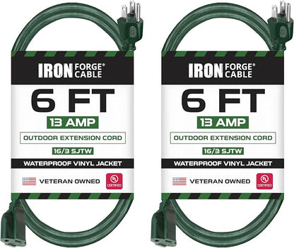 Iron Forge Cable 2 Pack Weatherproof 6 Ft Outdoor Extension Cord by IronForgeCable