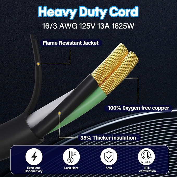 Adoreen Outdoor Power Extension Cord 30 Ft, 3 Prong 16 AWG Grounded Wire Heavy - Image 4