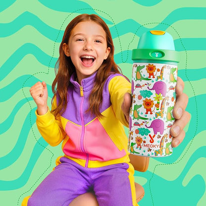 18 oz Kids Water Bottle for School: Meoky 18 oz Stainless Steel Insulated Water - Image 2