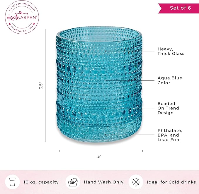 Kate Aspen Hobnail Beaded Drinking Glasses Vintage Glassware Set | Cocktail - Image 6