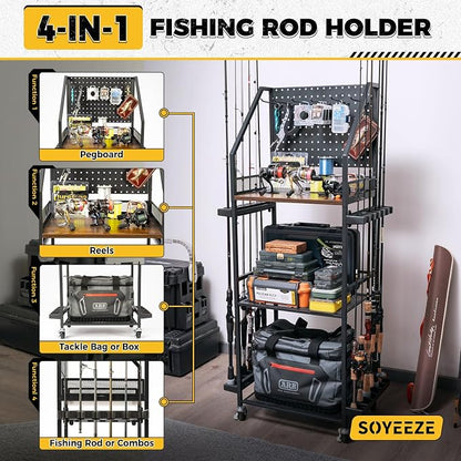 SOYEEZE Fishing Rod Holders for Garage, Fishing Pole Holders Up to 12 Rods - Image 2