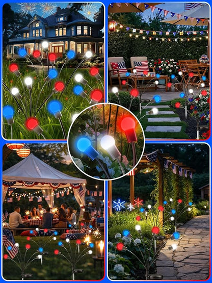 Upgraded 8 Pack Red White and Blue Solar Firefly Lights, 4th of July Solar - Image 4