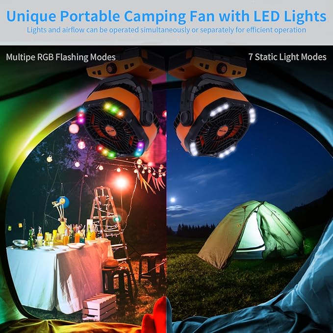 WESTTREE 20000mAh Camping Fan Oscillating Portable Fan Battery Powered Fans - Image 3