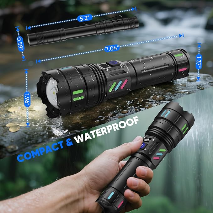 Rechargeable Flashlights High Lumens 100000 Long Distance, Single Click 3 Modes - Image 7