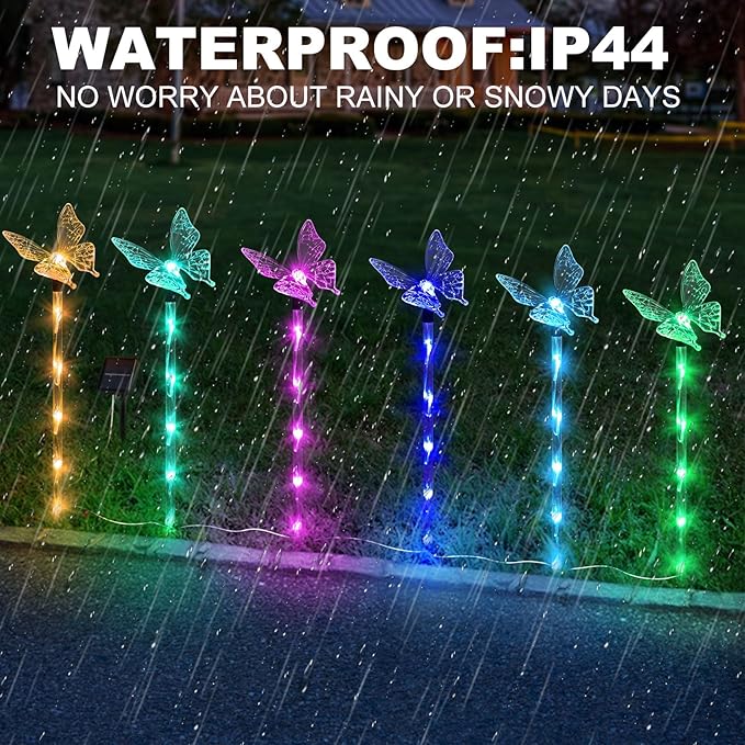 Set of 6 Arcylic Solar Butterfly Lights - Image 4