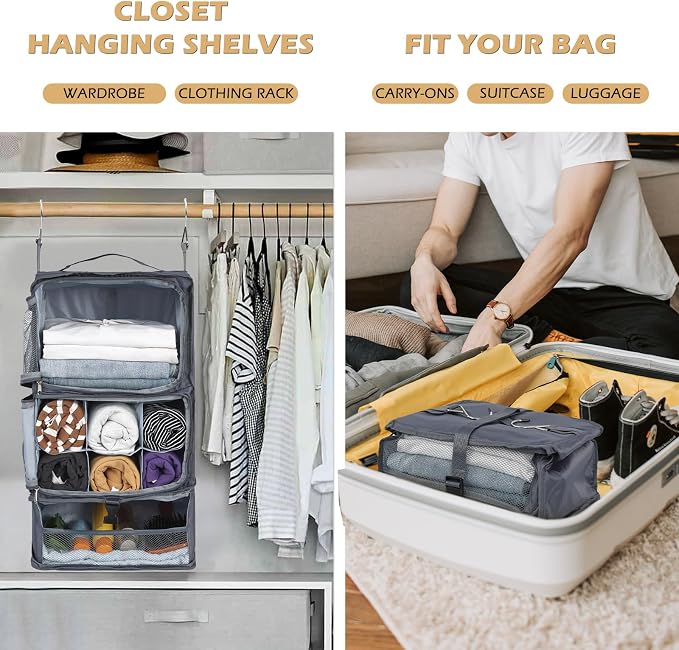 Surblue Hanging Shelves Travel Storage Bag Compression Packing Cube - Image 2