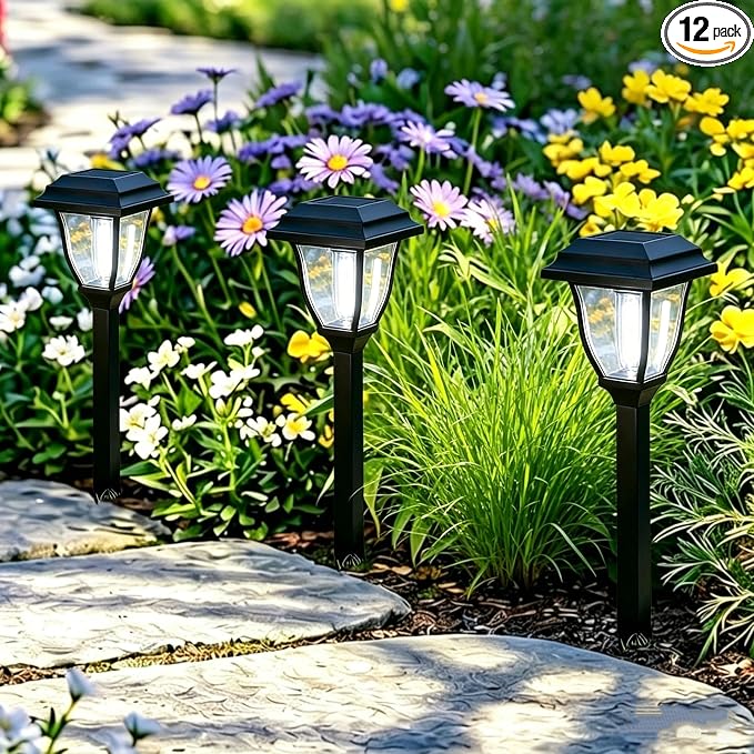 Solar Pathway Lights 12 Pack Mini Outdoor 3000K Bright Auto On/Off Solar Garden by SenLuKit