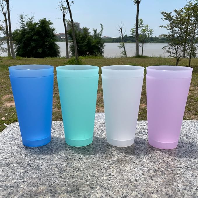 AOYITE Large Plastic Cups Reusable - 32 oz Big Drinking Cups set of 8 - BPA - Image 2