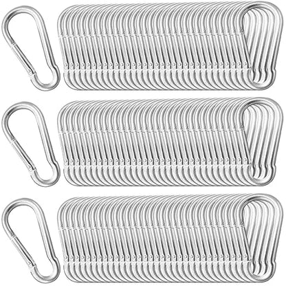 200 Pack 2" Heavy Duty Carabiner Clips, M5 Sliver Galvanized Steel Spring Snap by SEUNGCH