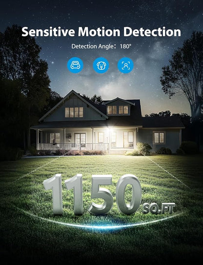 Onforu 32W 2 Head Motion Sensor Outdoor Lights, 3200LM 6500K Hardwired LED - Image 4