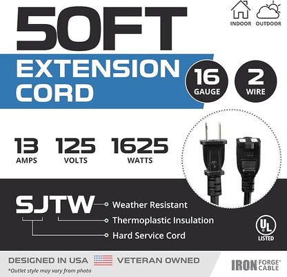 Iron Forge Cable 50 Ft Black Extension Cord, 50 Foot Extension Cord - Image 2