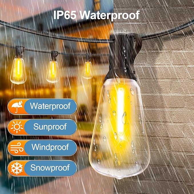 Outdoor Lights String Patio Outside - 100ft 30M LED Waterproof Light - Hanging - Image 5