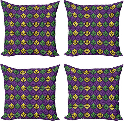 Ambesonne Mardi Gras Decorative Throw Pillow Case Pack of 4, Antique Old by Ambesonne