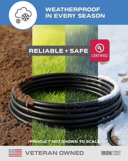 Iron Forge Cable Black Outdoor Extension Cord Waterproof 8 ft - Image 2