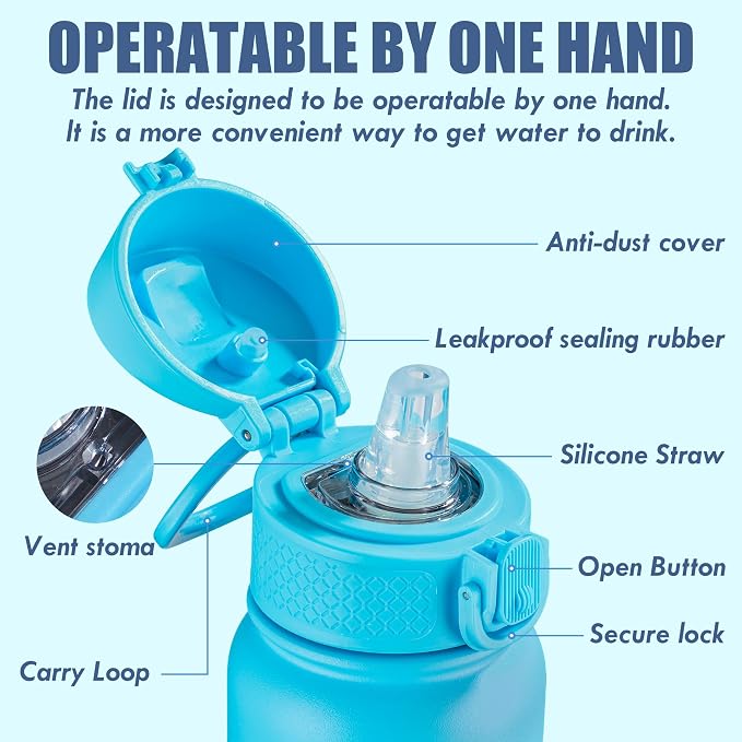 OLDLEY 12oz Kids Water Bottle, Stainless Steel Insulated Water Bottle - Image 2