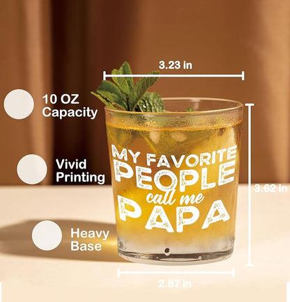 Nogrit My Favorite People Call Me Papa Whiskey Glasses 10 oz, Papa Dad Gifts - Image 2