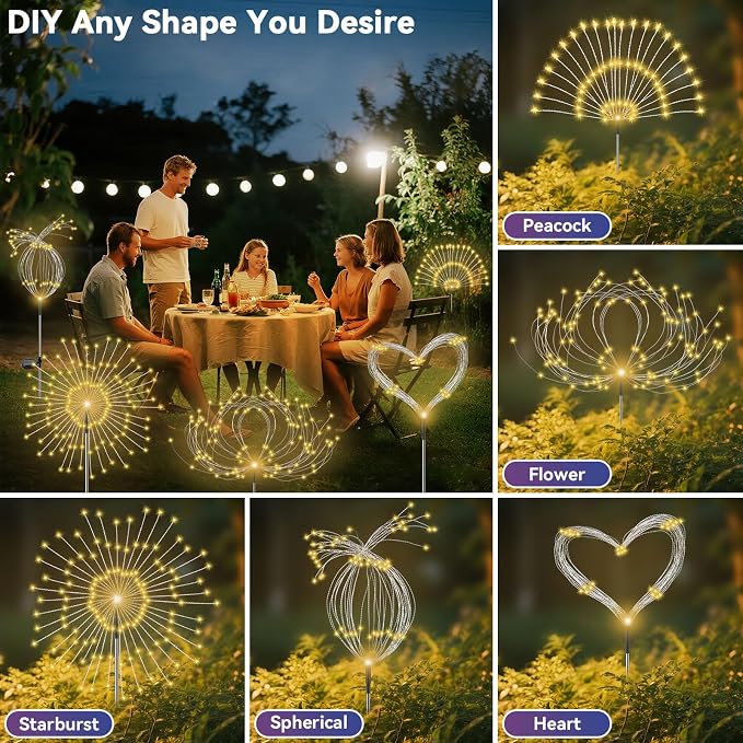 Garden Outdoor Lights, 4 Pack 120 LED Solar Garden Lights Fairy Lights Outdoor - Image 4