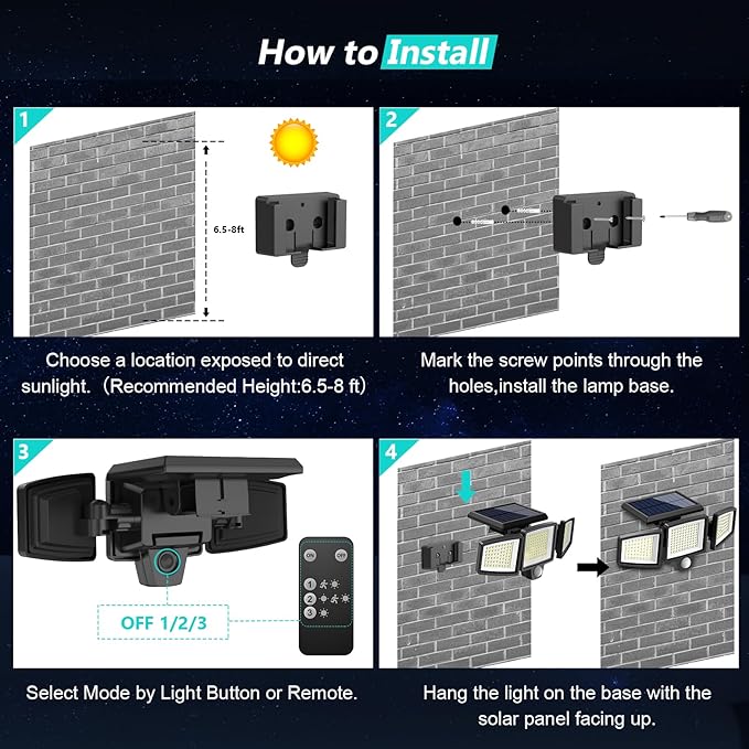 Tuffenough Solar Outdoor Lights 2500LM 210 LED Security Lights - Image 6