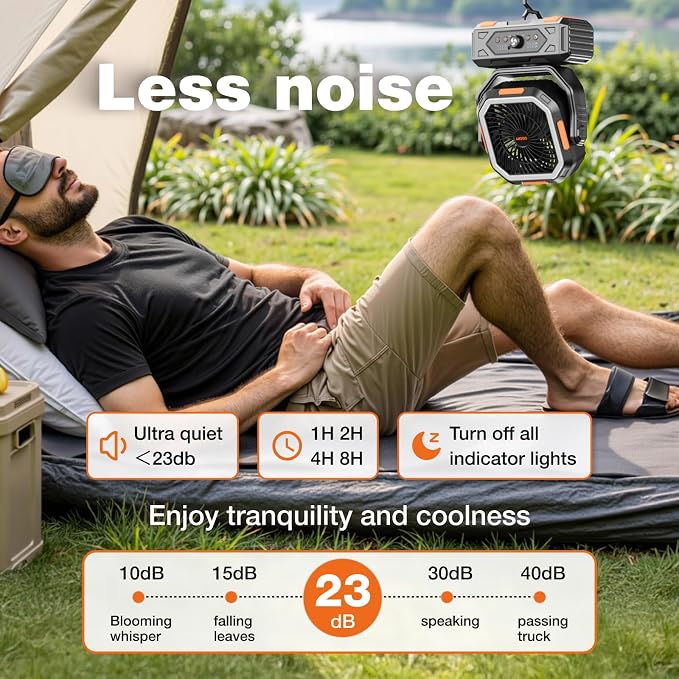 OGERY Camping Fan, Portable Fan Rechargeable - Image 7