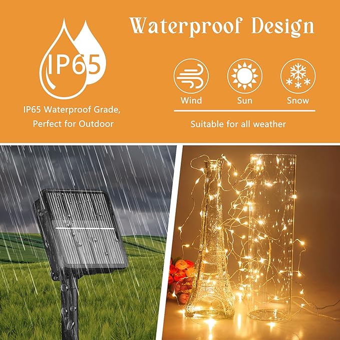 2-Pack Solar String Lights for Outside, 400 LED 144Ft Solar Fairy Lights for - Image 4