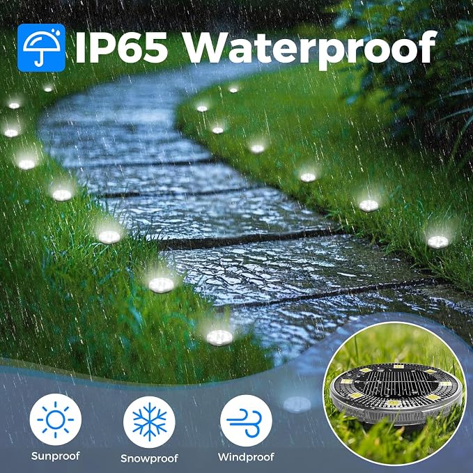 Peasur Mini Solar Ground Lights, 18 Pack Flat Solar Disc Lights Outdoor - Image 4