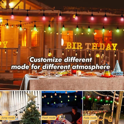 Auroraworld 96FT RGB Outdoor String Lights, Dimmable Color Changing Waterproof - Image 2