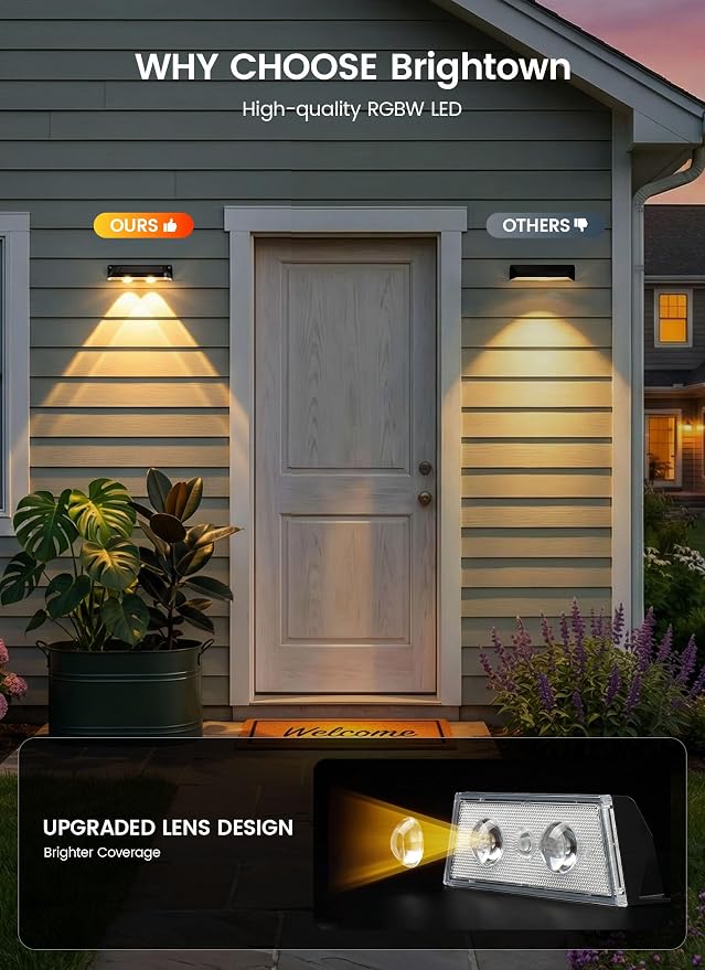 Brightown 4 Pack Solar Lights Outdoor Waterproof, Color Changing Solar Fence - Image 5
