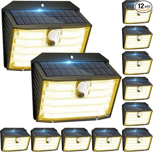 Solar Motion Lights Outdoor, Ultra Bright Solar Fence Lights by Claoner