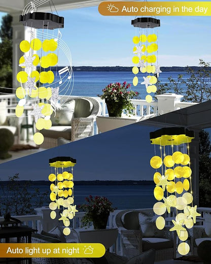 Toodour Solar Wind Chimes for Outside, Shells Light Gifts for Mom Grandma Women - Image 5