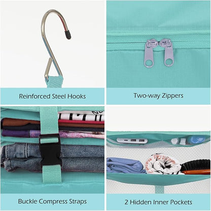 Surblue Hanging Closet Storage Bag Collapsible 3-Shelf Washable Oxford Fabric - Image 6