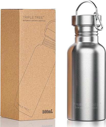 TRIPLE TREE 17 OZ Uninsulated Single Walled Stainless Steel Sports Water Bottle by TRIPLETREE