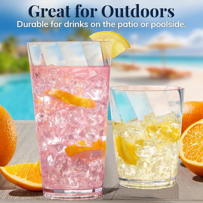 US Acrylic Optix Plastic Reusable Drinking Glasses 14oz Rocks & 20oz Water Cups - Image 7
